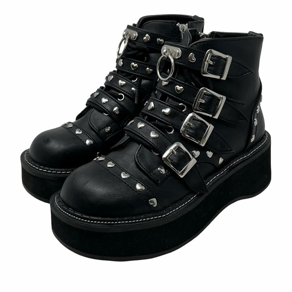 Demonia Emily-315 Ankle Boots Size 7 Black Vegan Leather Platform Whimsigoth - Picture 12 of 12